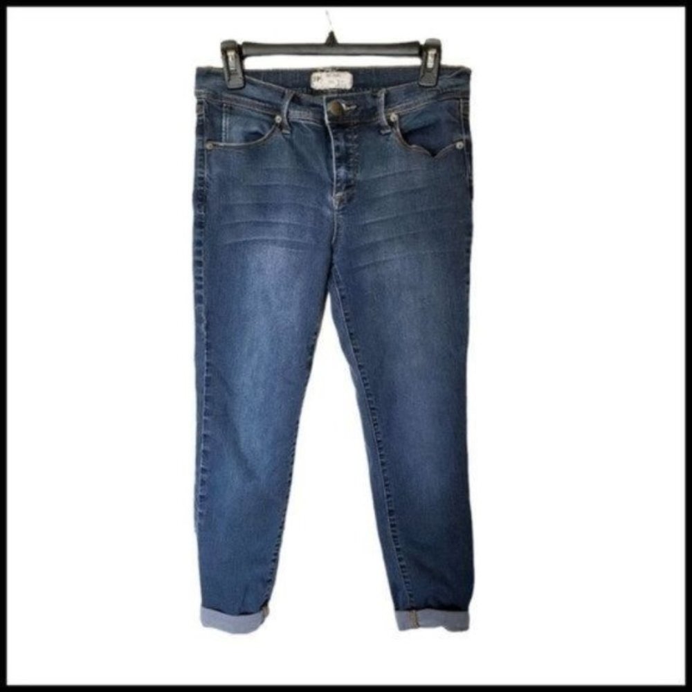 Free People High Rise Skinny Jeans Blue Cropped size 30‎